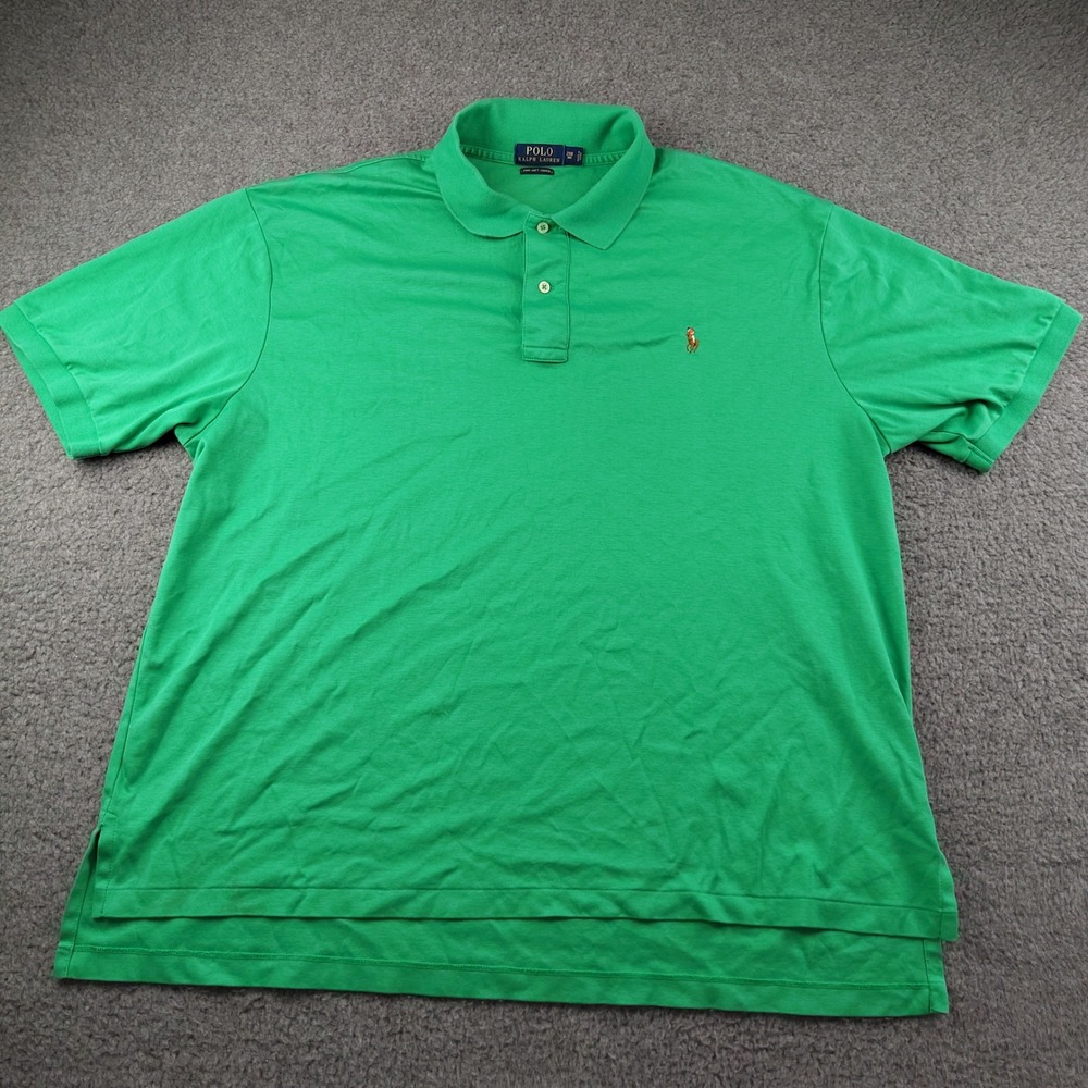 Polo Ralph Lauren Polo Shirt Mens 2XB Soft Touch Green Pima Cotton Flesh Pony